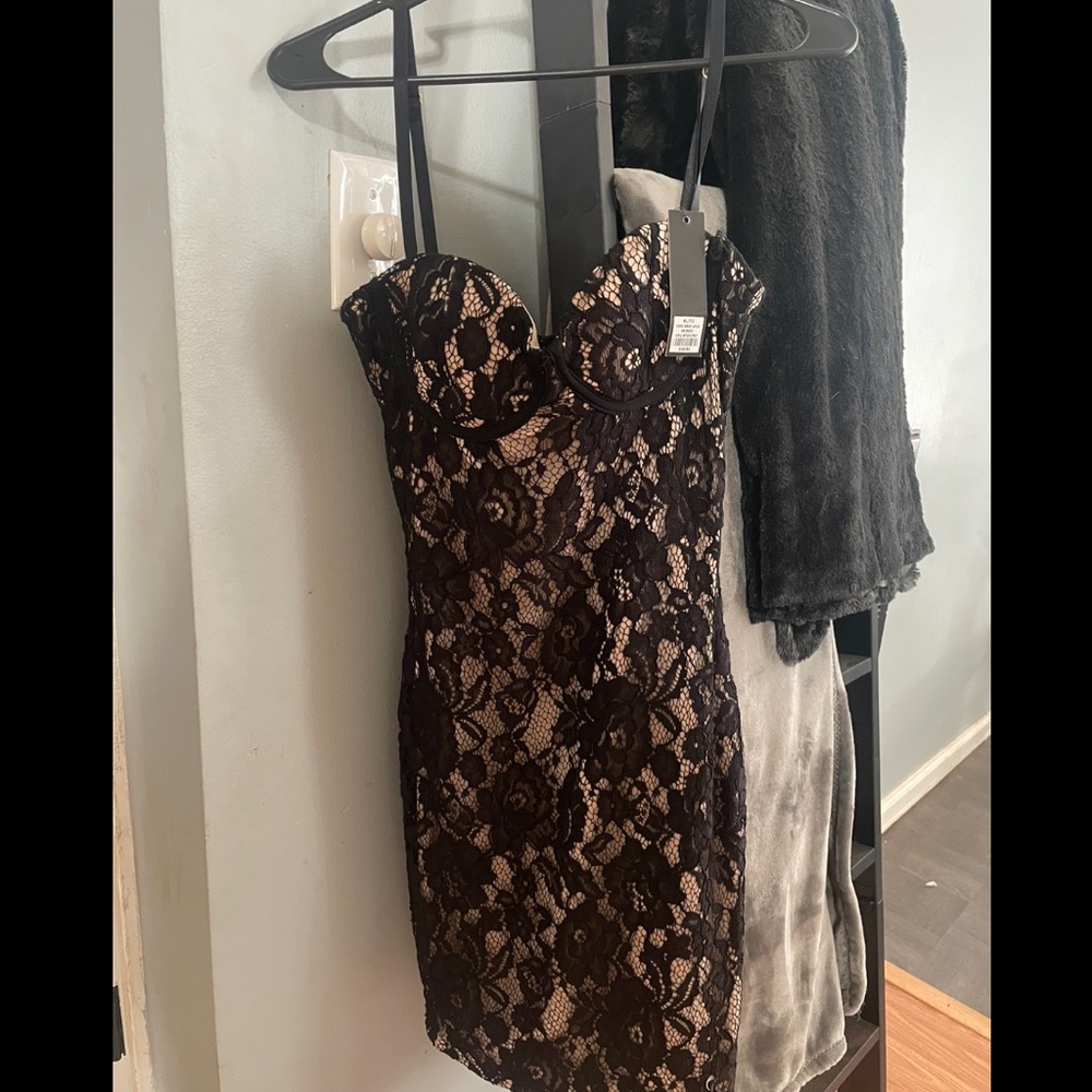 NWT / Revamped Mini Dress, Size XS-S / Black,Nude,Lace